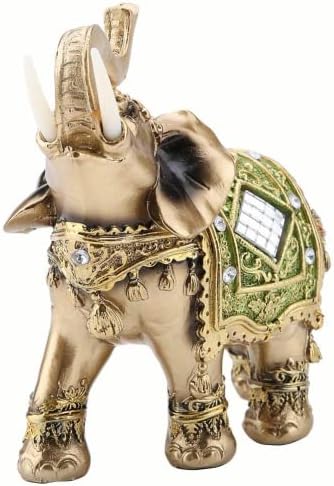 Green Elephant Statue Sculpture Lucky Wealth Figurine Gift Home Decoration,Ornament Sculpture Artwork Craft,Multiple sizes(S)