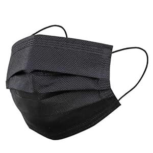Disposable Black Face Masks: 3 Ply High Filtration & Dustproof Mouth Cover Covering – Protective Breathable Masks For Men Women – Outdoors Indoors Workplace Shops