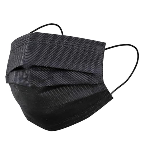 Disposable Black Face Masks: 3 Ply High Filtration & Dustproof Mouth Cover Covering – Protective Breathable Masks For Men Women – Outdoors Indoors Workplace Shops