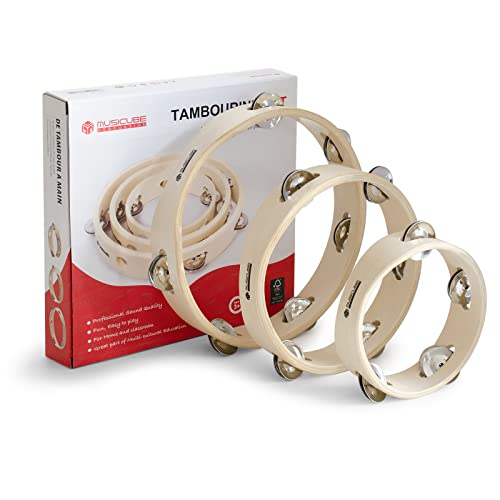 MUSICUBE Tambourine for Adults Kids 3 Packs Wood Tambourine Hand Held Metal Jingles Percussion musical instruments for Church Education Party Supply (6-Inch, 8-Inch, 10-Inch) - Thumbnail 5