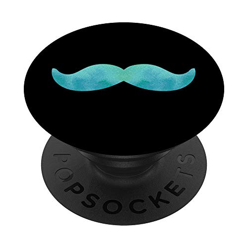 Mustache Teal and Black Watercolor Gift for a Girl PopSockets Grip and Stand for Phones and Tablets