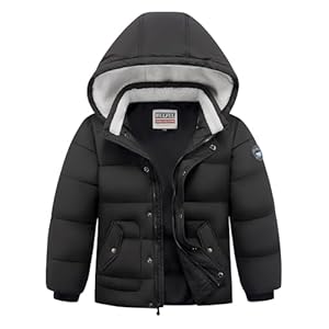 WULFUL Kids Boy’s Winter Coat Detachable Hat Puffer Windbreaker Warm Cotton Jacket Parka Down Outdoor Coats