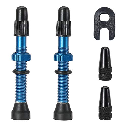 Kremorv Fahrradschlauchloser Presta-Ventilschaft, 40 mm/60 mm, blau, 40mm Cover