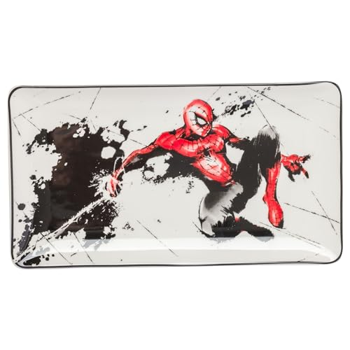 Image of Silver Buffalo Marvel Avengers Spider-Man Ceramic Sushi Set with Dipping Sauce Dish and Matching Chopsticks