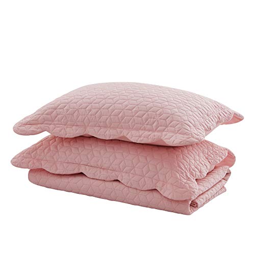 Nexhome Queen Quilt Set Ruffles Lightweight Bedspreads Soft Microfiber Reversible Quilted Bed Cover Pink Summer Coverlet Set For All Season 3 Pieces (1 Quilt, 2 Pillow Shams) #TOP5