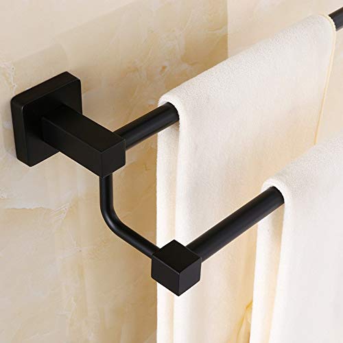 Rack-serviette extension noire double LWX en acier inoxydable mural
