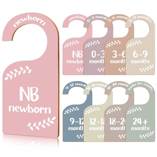 Wooden Baby Closet Dividers, 8 Pcs Double-Sided Baby Clothes Organizer from Newborn to 24 Month, Baby Clothes Dividers for Baby Room, Nursery, Daycare Wardrobe