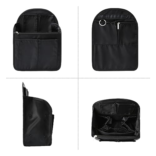 Surblue Backpack Organizer Insert Liner Hanging Travel Rucksack Purse and Handbag Insert Pocket, High-capacity Divider Foldable Nylon Shoulder Bag Organizer for Men and Women, (Black, M) - Thumbnail 2