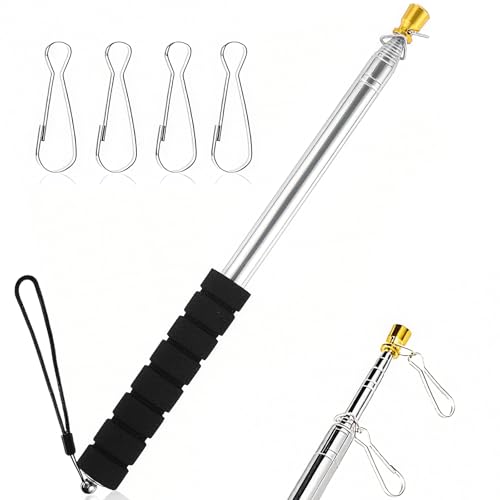 AITOEAGLE 8.2FT Telescopic Flag Pole - Stainless Steel Portable Handheld with Anti-Slip Grip Clip,for Tour Guide Festival Teaching,with Anti-Slip Grip Lanyard 4 Clips