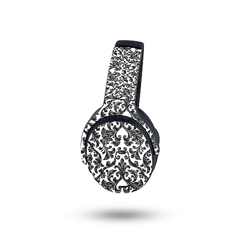 Image of MightySkins Carbon Fiber Skin Compatible with Skullcandy Crusher ANC 2 - Black Damask | Protective, Durable Textured Carbon Fiber Finish | Easy to Apply