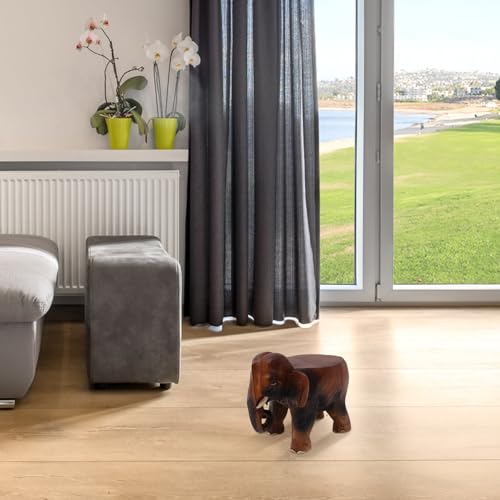 Tabouret en bois massif marron multifonctionnel et compact