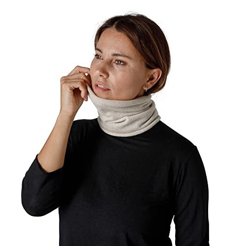 Cache-cou tubulaire beige en pur cashmere pour adoucir vos trajets quotidiens