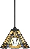Quoizel TFIK1508VA Inglenook Tiffany Mini Pendant Lighting, 1-Light, 100 Watts, Valiant Bronze (7" H