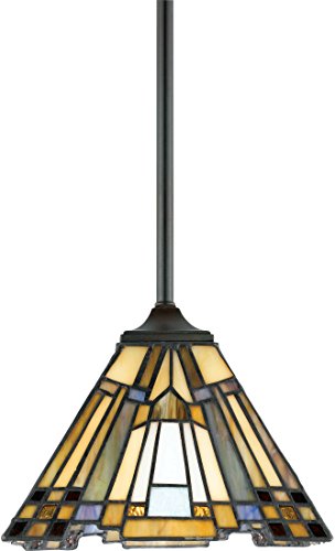 Quoizel Tfik1508Va Inglenook Tiffany Mini Pendant Lighting, 1-Light, 100 Watts, Valiant Bronze (7" H X 8" W) #TOP6