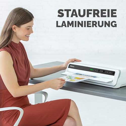 Fellowes Venus Laminiergerät A3 zum Heißlaminieren von 80-250 Mikron Laminierfolien, Intensivgebrauch, automatischer Rückwärtsgang, inkl. 10 Laminierfolien, weiß