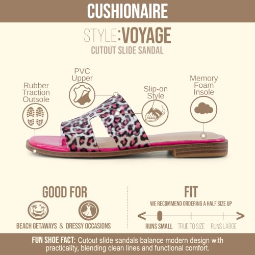 Image of CUSHIONAIRE Voyage Cutout Strap Slides for Women, Slip On Summer Flats, Trendy Footwear, Memory Foam Vegan Leather Comfortable Vacation Style Sandals