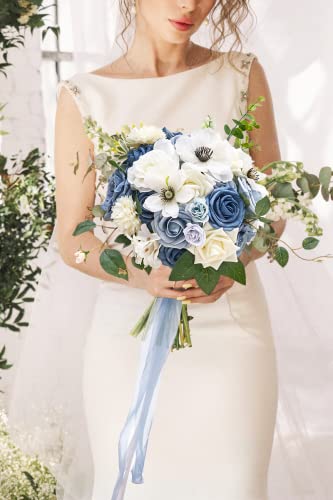 Serwalin Artificial Flowers Blue White Cake Flowers For Wedding #TOP1