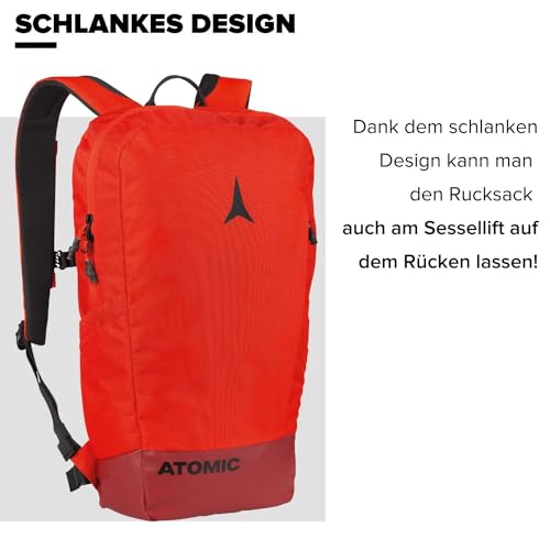 ATOMIC PISTE PACK - Rot - Tagesrucksack - Mit EVA-Rückenpanel für Tragegefühl & Aufprallschutz - Rucksäcke für das ganze Jahr - Ski-Rucksack im ATOMIC Style