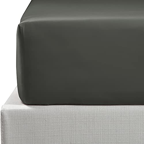 NTBAY 500 Thread Count 100% Egyptian Cotton Super King Fitted Sheet, Super Soft Cozy and Breathable Deep 12" / 30cm Fitted Bed Sheet, Charcoal Grey