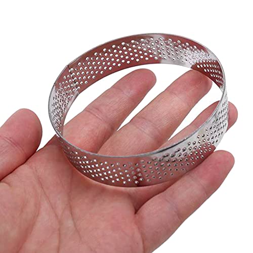 Enheng 12 Pack Steel Tart Rings 3 In, Perforated Cake Mousse, Round Cake Ring, Metal Pastry Mold For French Dessert, Fruit, Circle Tartlet, Baking Dessert Ring #TOP6