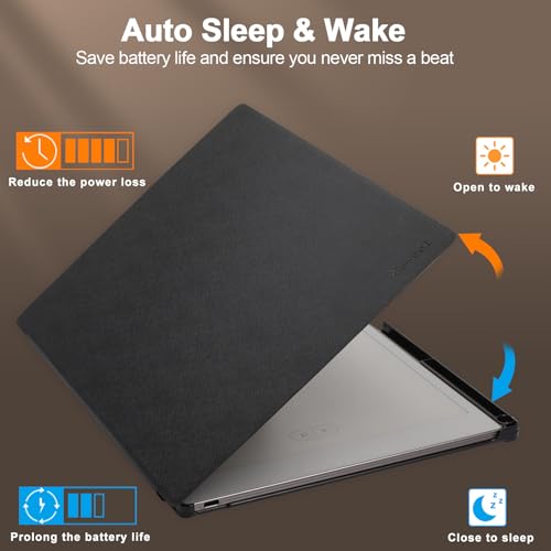 Caweet Stand Case for Remarkable Paper Pro 11.8 Inch 2024, Hard Back Shell Protective Auto Sleep/Wake Book Folio Cover with Pen Holder and Hand Strap, Black by Caweet - Image 4