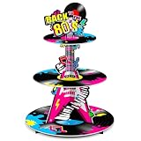 Ben Louis 3 Tier 80s Cupcake Stand Party Decorations Back to The 80's Theme Holder Retro 1980s Hip Hop Dessert Tower Birthday Cake for Neon Rock Hippie Supplies