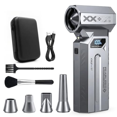 Veloz Compressed Air Duster-4 Gear Adjustable Super Power Portable Electric Air Duster with LED Light, Rechargeable Cordless Air Blower for PC, Keyboard, Outdoor, House and Car