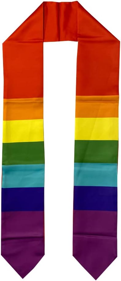 RAINBOW PRIDE (LGBT) Flag Graduation Stole/Sash/Scarf, Red, White, 65x5 Inches