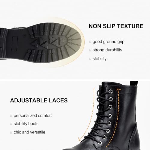 Vepose Women's Lace Up Combat Ankle Boots, All Black Boots Size 8, 925 by Vepose - Used condition - Image 6