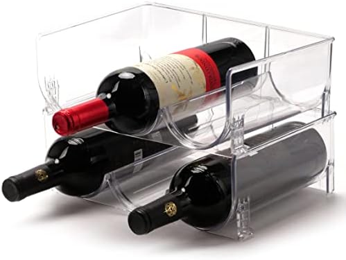 AyeVision Set of 2 Water Bottle Rack Tins Organizer Holder Stackable Plastic Countertop Wine Rack Cans Storage for Cabinet Kitchen Pantry Organization Cupboard