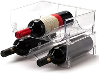 AyeVision Set of 2 Water Bottle Rack Tins Organizer Holder Stackable Plastic Countertop Wine Rack Cans Storage for Cabinet Kitchen Pantry Organization Cupboard