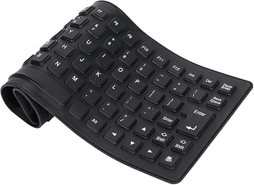 Kian Foldable Silicone Keyboard, USB Waterproof Travel Gaming Wired Keypad, Rollup Wired Folding Keyboard Compatible with Windows, PC, Laptop, Mac Notebook Full Size (Black) (Pack of 1)-picture-23
