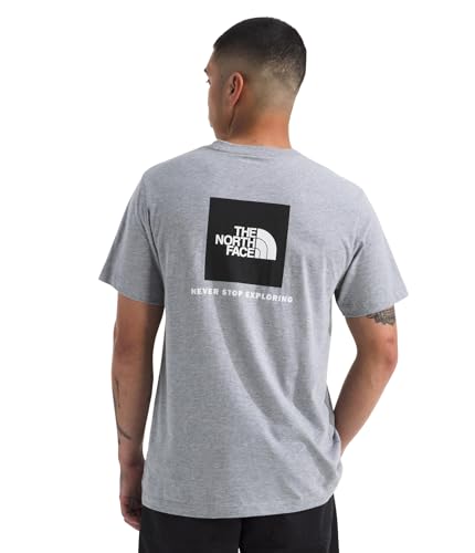 THE NORTH FACE Men’s Core Box NSE Short Sleeve Tee | Branded T-Shirt with a Ribbed Collar, TNF Pale Grey Heather, X-Large