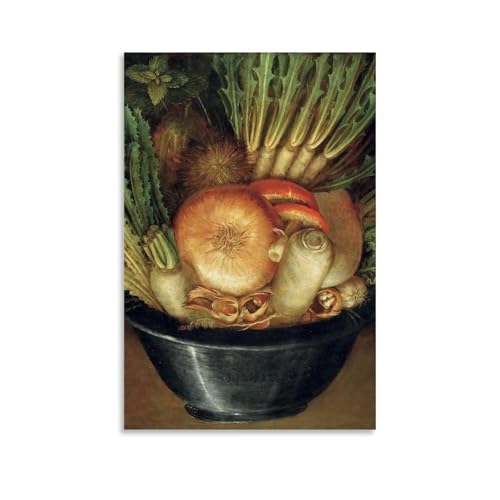 Toile Giuseppe Arcimboldo légumes dans bol, tableau vintage décoration murale chambre maison