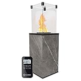 Diseño moderno: el atractivo aspecto y la agradable calidez que emana de Patio Mini hacen que los jardines y terrazas de casas y restaurantes estén llenos de invitados en las noches de primavera, verano y otoño. La visión natural del fuego está garantizada por el uso de un moderno quemador de cerámica.