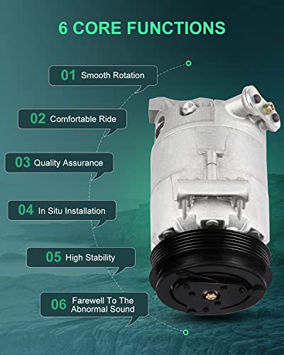 Image of SCITOO AC Compressor for Chevy for Cavalier 2.2L 2002-2005 | Fast Cooling, Ultra Low Noise (≤72 dB) Air Conditioner Compressor for Summer, with Clutch, 1520741 10344861 1020741 621198