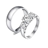 ANAZOZ Bague Homme Femme 2 Anneaux Brillant Orné de 3 Pierres en Acier Inoxydable Femme Taille 52 & Homme Taille 62