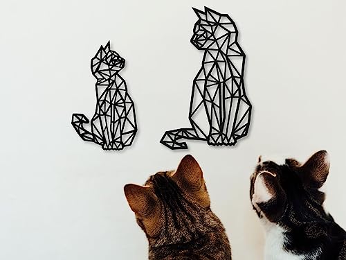 VAILLA Gato decorativo de madeira, decoração de parede em preto, ornamentos de parede, arte de parede, decoração minimalista, imagem 3D, decoração moderna, imagens para quarto das crianças