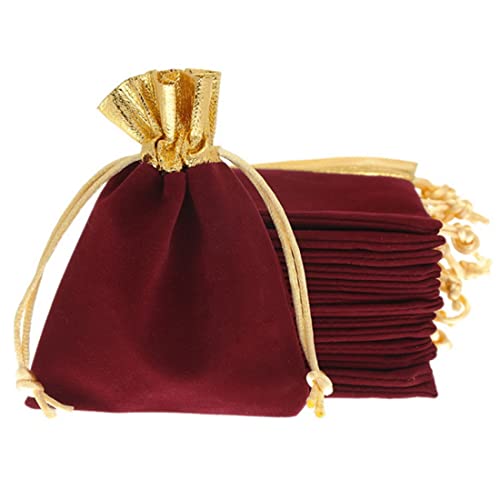 Tomedeks 20PCS Bolsa de terciopelo Bolsa de joyería Bolsa con cordón Bolsitas Para Regalos Saquitos De Tela Bolsas Tela Pequeñas Bolsa De Franela Bolsa De Terciopelo 7 x 9 cm (Red 2)