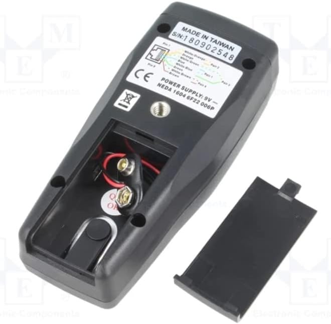 Åbn batterirummet på Tenmars TM-901N LAN-kabeltester