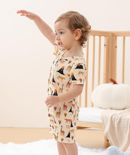 Bafeicao Baby 2 Pack Bamboo Viscose Sleeper Romper Soft Ribbed Short Sleeve 2 Way Zipper Summer Pajamas Clothes3