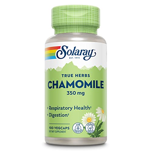 SOLARAY Chamomile Soothing Support for Digestion Respiratory Tract and Relaxation 100 Servings 100 VegCaps