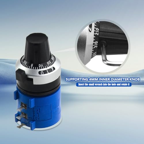 WMYCONGCONG 3590S Drehpotentiometer, 1 K Ohm, 10 Umdrehungen, drahtgewickelt, Präzisionspotentiometer, Widerstand mit Drehknopf, 3590S-2-102L