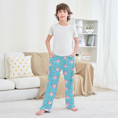 Boys' Pants Cute Hippo Duck Animal Long Bottoms Jogger Pants Elastic Waist Trousers with Pockets S-XL3