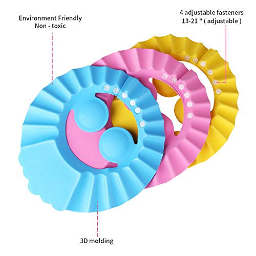 Lamoutor 6Pcs Baby Shower Cap Baby Shampoo Cap Bath Visor Hat Adjustable Baby Hair Washing Shield Hat For Toddler And Children (Pink, Blue And Yellow) #TOP3