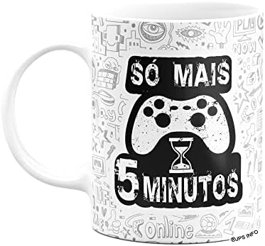 JPS INFO - Caneca Gamer - Só Mais 5 Minutos - Cerâmica - 325ml