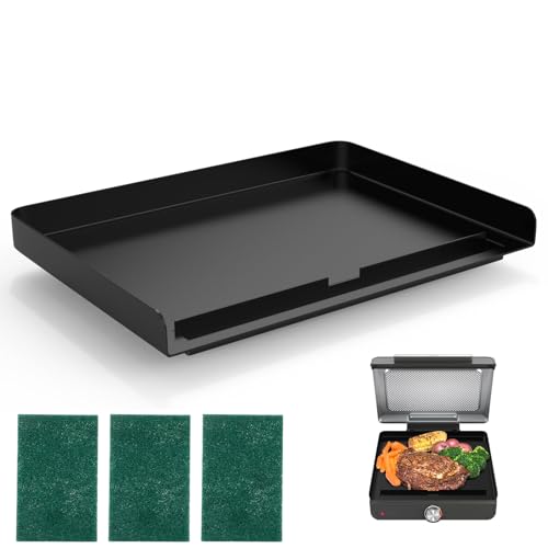 SafBbcue Griddle Plate for Ninja GR101 Sizzle Smokeless Indoor Grill, 14’’ Nonstick Flat-Top Griddle Plate for Ninja Sizzle Smokeless Grill Accessories with Griddle Cleaning Tool