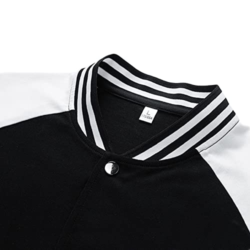 BAICAIYU Varsity Jacket Men Women's Baseball Jacket Short Sleeve Button Summer Stand Collar Hip Hop Jacket3
