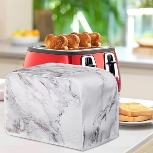 Image of 4 Slice Toaster Dust Cover Bread Toaster Oven Dustproof Cover Kitchen Bakeware Protector Dustproof Fingerprint Protection for Women Gift(12.4 x 10.6 x 8.2), White Marble