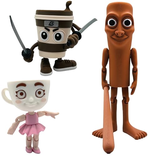 Genérico Conjunto de 3 figuras XL Brainrot Italian Memes – Capuccino , Ballerina Capuccina e Tung Tung Tung Sahur - Capuchino Assesino bailarina Capuchina e Tung Tung Saur - colecionáveis